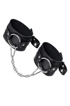 Черные оковы из толстой кожи с люверсами