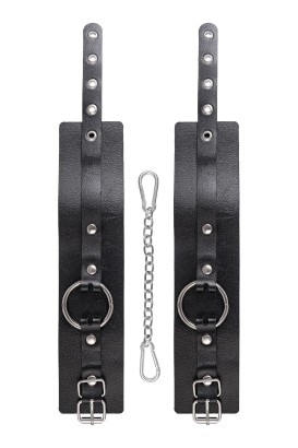 Черные оковы из толстой кожи с люверсами