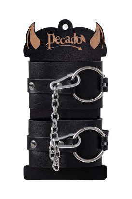 Черные оковы из толстой кожи с люверсами