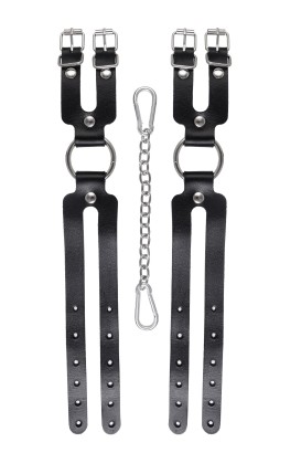Черные кожаные оковы из двух ремешков
