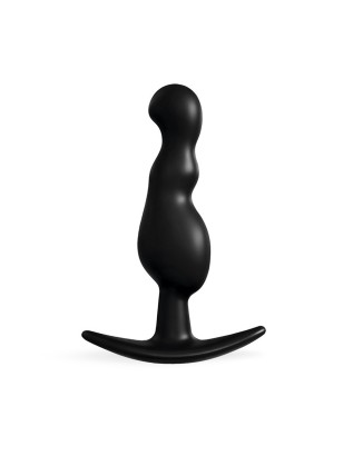 Черная фигурная анальная втулка - 8,5 см.