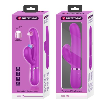 Лиловый вибратор-кролик с пульсацией Perdita - 22,8 см.