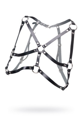 Черная кожаная портупея «Соблазн» с кольцами