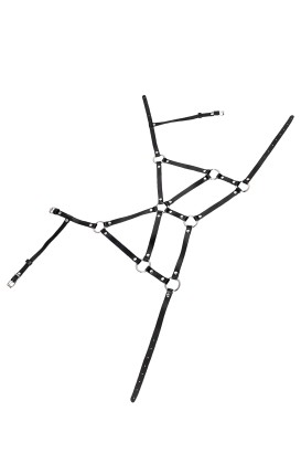 Черная кожаная портупея «Соблазн» с кольцами