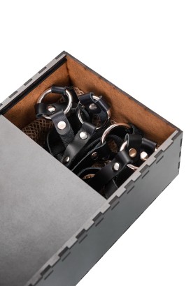 Черная кожаная портупея «Соблазн» с кольцами