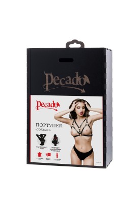 Черная кожаная портупея «Соблазн» с кольцами