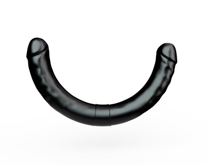 Черный двусторонний фаллоимитатор - 44 см.