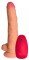 Телесный реалистичный вибратор №77 с проводным пультом - 20 см.