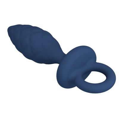 Синяя анальная пробка с кольцом Butt Plug with Loop S - 11,5 см.