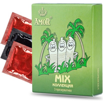 Микс-набор презервативов AMOR Mix  Яркая линия  - 3 шт.