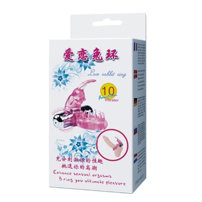 Эрекционное розовое виброкольцо с клиторальным зайчиком