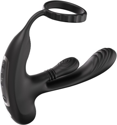 Черный инновационный масcажер простаты Hero с технологией массажа на 360 градусов