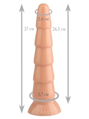 Телесный анальный рельефный стимулятор - 27 см.