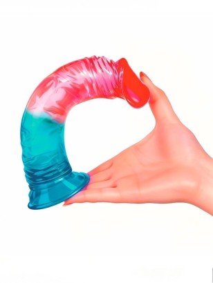 Яркий двухцветный фаллоимитатор с присоской