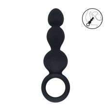 Черная анальная елочка Beaded Silicone Anal Probe with Loop
