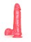 Податливый розовый фаллоимитатор на присоске - 19 см.