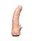 Телесная гелевая насадка-фаллос с клиторальными лепестками - 18,5 см.