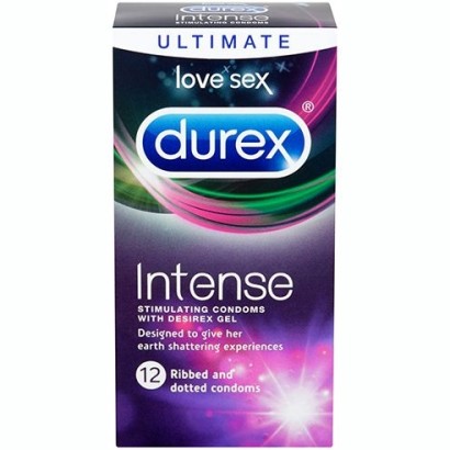 Рельефные презервативы со стимулирующей смазкой Durex Intense Orgasmic - 12 шт.