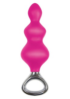 Розовая анальная елочка Jolie Platinum Plug Large из силикона - 16,8 см.