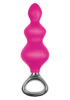 Розовая анальная елочка Jolie Platinum Plug Large из силикона - 16,8 см.