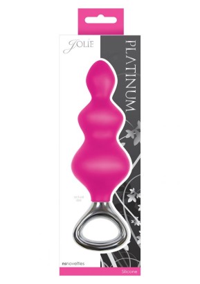Розовая анальная елочка Jolie Platinum Plug Large из силикона - 16,8 см.