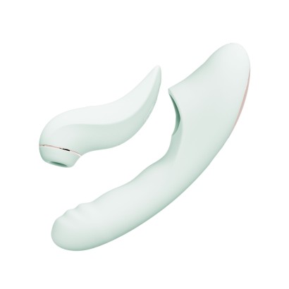 Мятный вибратор-кролик из 2 частей Fatima - 19 см.