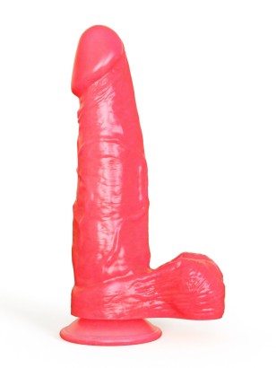 Розовый гелевый дилдо на присоске - 16,5 см.