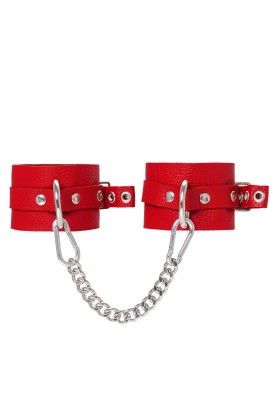 Красные мягкие кожаные оковы с люверсами
