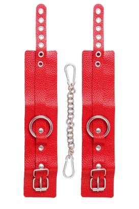 Красные мягкие кожаные оковы с люверсами
