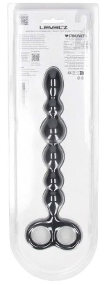 Черная анальная цепочка Beaded Silicone Anal Probe with Double Loop - 24 см.