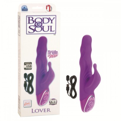 Фиолетовый хай-тек вибратор Body & Soul Rechargeable Lover - 19,5 см.