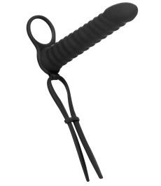 Черная вибронасадка для двойного проникновения Rori - 17 см.