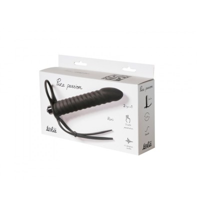 Черная вибронасадка для двойного проникновения Rori - 17 см.