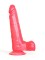 Розовый фаллоимитатор с удлинённой мошонкой - 16,5 см.