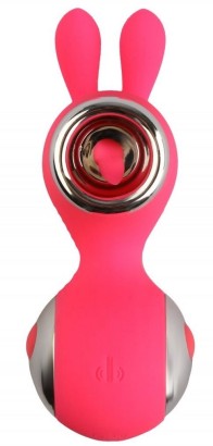 Красный вибростимулятор с ушками