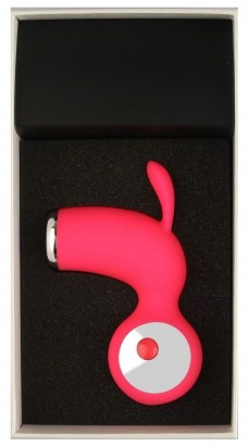 Красный вибростимулятор с ушками