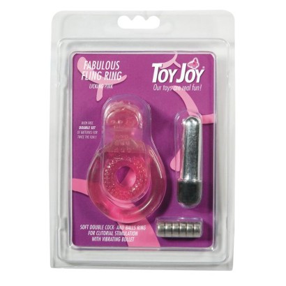 Розовое виброкольцо на пенис со стимулятором клитора FABULOUS FLING 