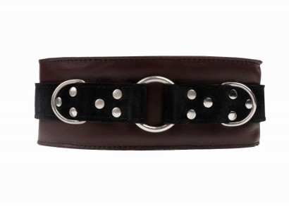 Бордовый ошейник из натуральной кожи