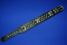 Широкий подшитый ошейник с металлической фурнитурой