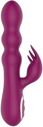 Сливовый вибратор-кролик AN Stamen с массажем бусинами - 22 см.