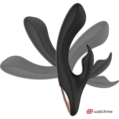 Черный вибратор-кролик с пультом-часами - 20,5 см.