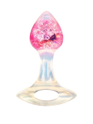 Розоватая анальная пробка с руской - 8,5 см.