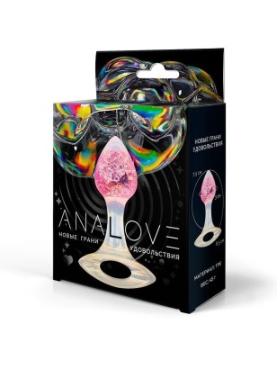 Розоватая анальная пробка с руской - 8,5 см.