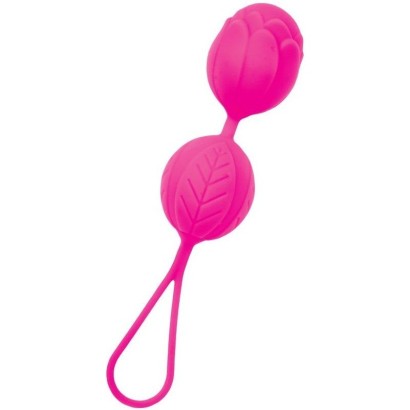 Розовые рельефные вагинальные шарики со шнурком