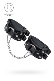 Черные кожаные оковы с двумя ремешками