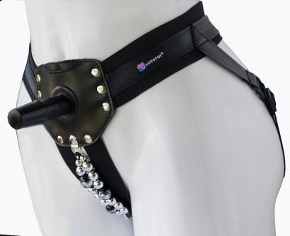 Черный пояс-трусики с телесной насадкой  Гламур Dana  - 15,2 см.