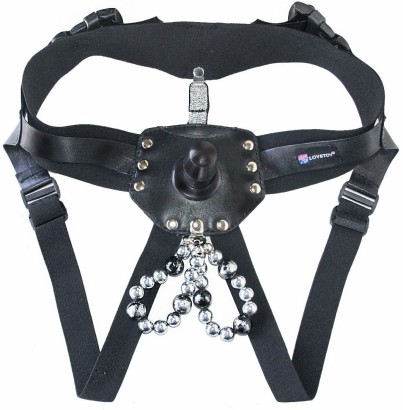 Черный пояс-трусики с телесной насадкой  Гламур Dana  - 15,2 см.