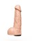 Телесный фаллос с мошонкой для трусиков с плугом - 17,5 см.