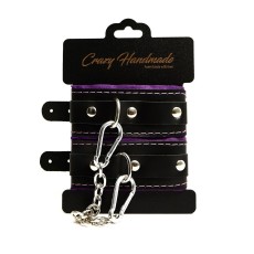 Черно-фиолетовые скругленные наручники с мягкой подкладкой