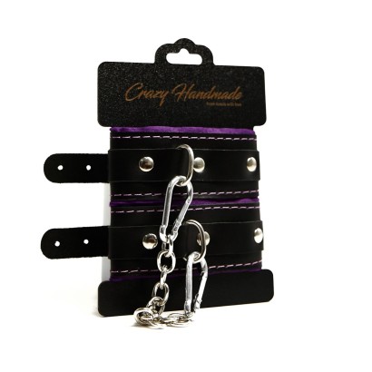 Черно-фиолетовые скругленные наручники с мягкой подкладкой